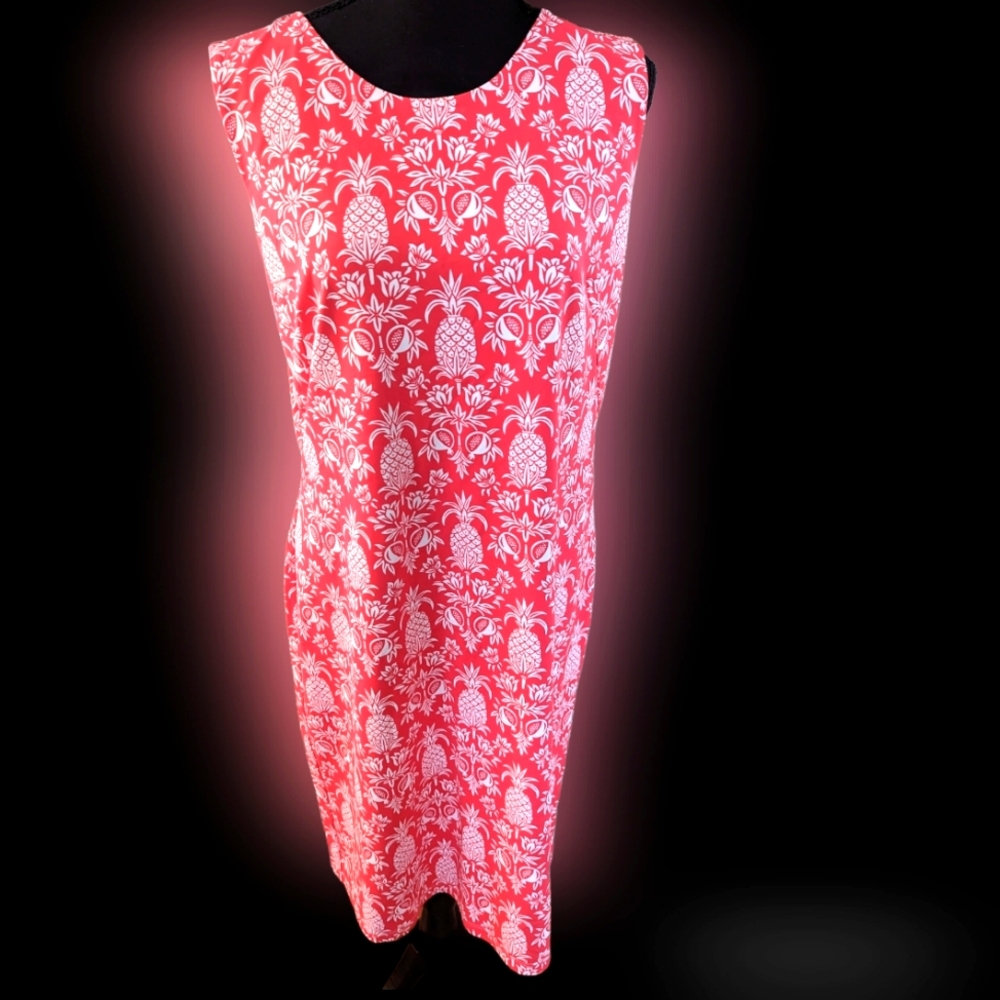 J McLaughlin Pink Sheath Pineapple print dress Sz XL